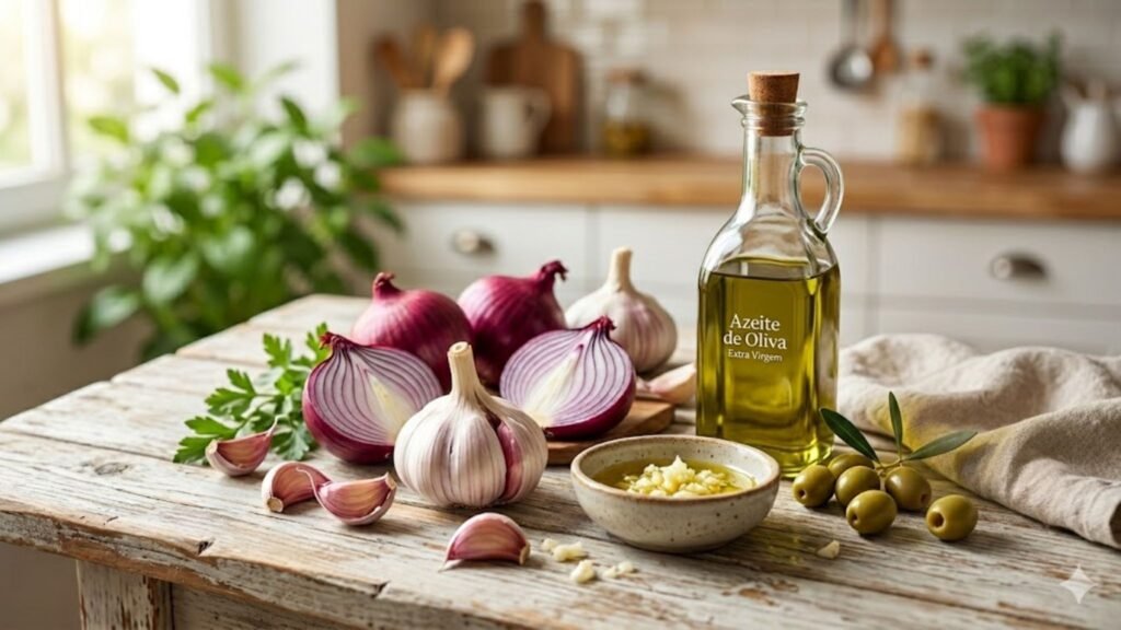 Alho, cebola e azeite ajudam a circulação. (Foto: Fala Ciência via Gemini)