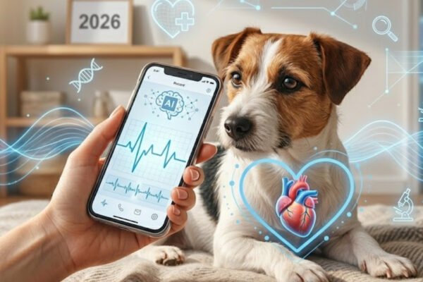 Celular analisa batimentos cardíacos em cães. (Foto: Fala Ciência via Gemini)