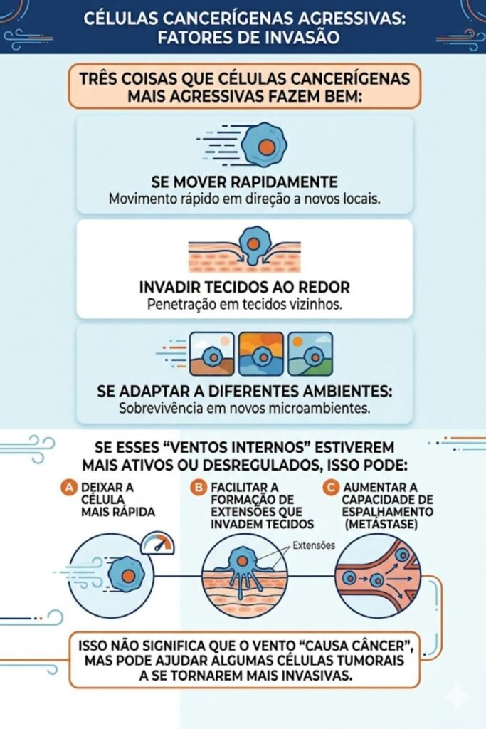 Etapas que permitem a disseminação do câncer. (Foto: Fala Ciência via Gemini)