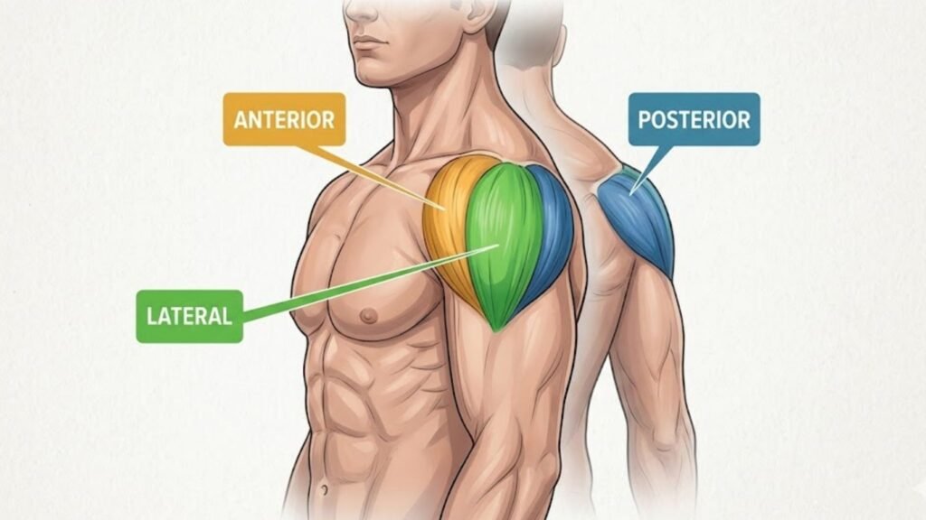 Deltoides: entenda como cada parte atua no movimento. (Foto: Fala Ciência via Gemini)