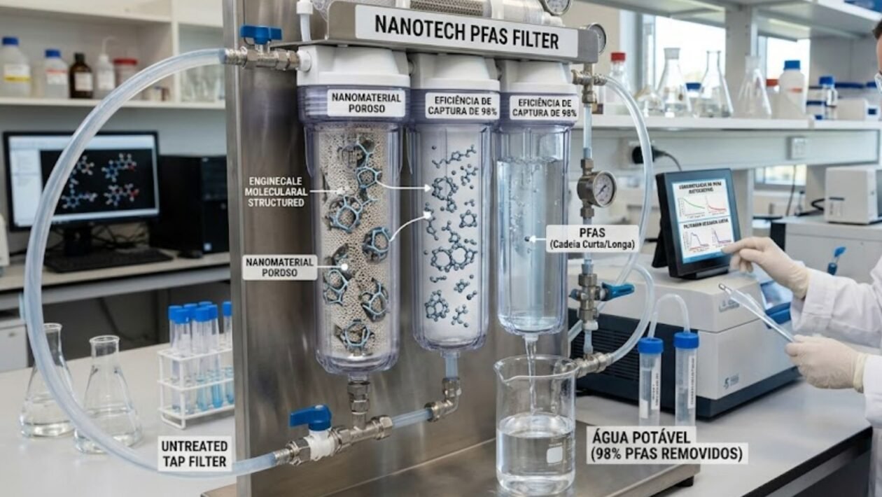 Avanço científico pode resolver contaminação por PFAS em água global (Imagem: Fala Ciência via Gemini)