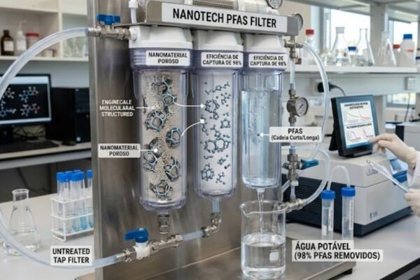 Avanço científico pode resolver contaminação por PFAS em água global (Imagem: Fala Ciência via Gemini)