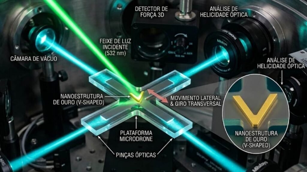 A luz faz mais que iluminar: ela também empurra matéria (Imagem: Fala Ciência via Gemini) 
