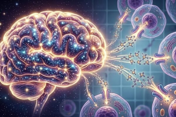 Gene SLC35F2 transportando a queuosina para dentro das células. (Foto: Fala Ciência via Gemini)