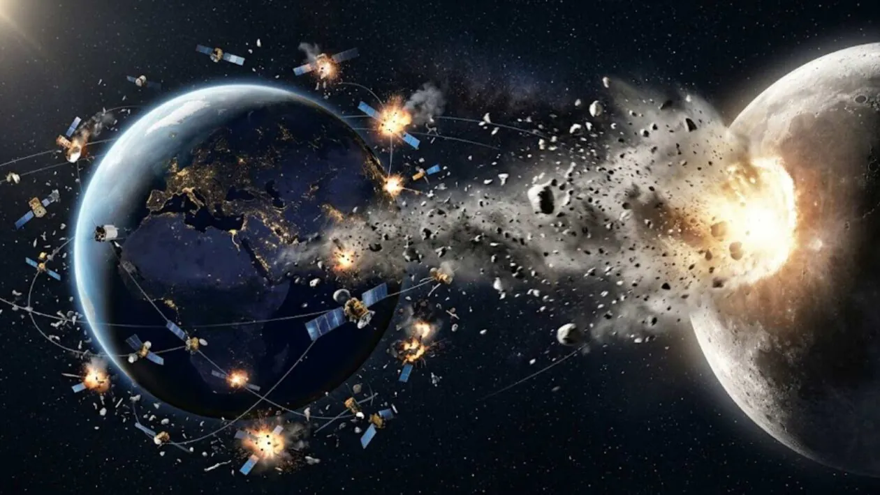 Pequeno asteroide na Lua teria potencial para gerar desastre orbital gigantesco (Imagem: Fala Ciência via Gemini)