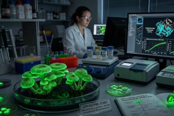 Descoberta em fungos luminosos pode impulsionar novas tecnologias médicas e biotecnológicas. (Imagem: Fala Ciência via Gemini)