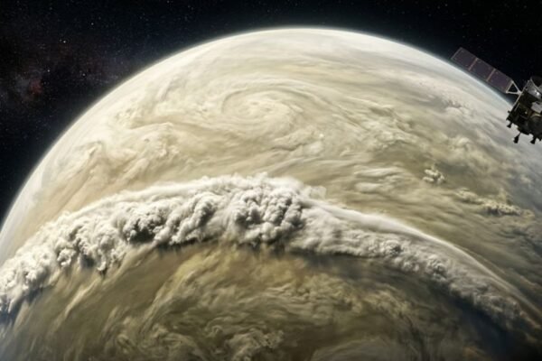 Gigantesca onda atmosférica em Vênus revela fenômeno extremo nunca visto no sistema solar. (Imagem: Fala Ciência via Gemini)