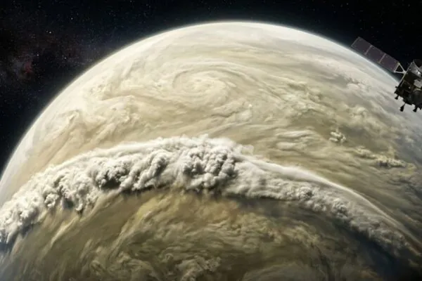 Gigantesca onda atmosférica em Vênus revela fenômeno extremo nunca visto no sistema solar. (Imagem: Fala Ciência via Gemini)