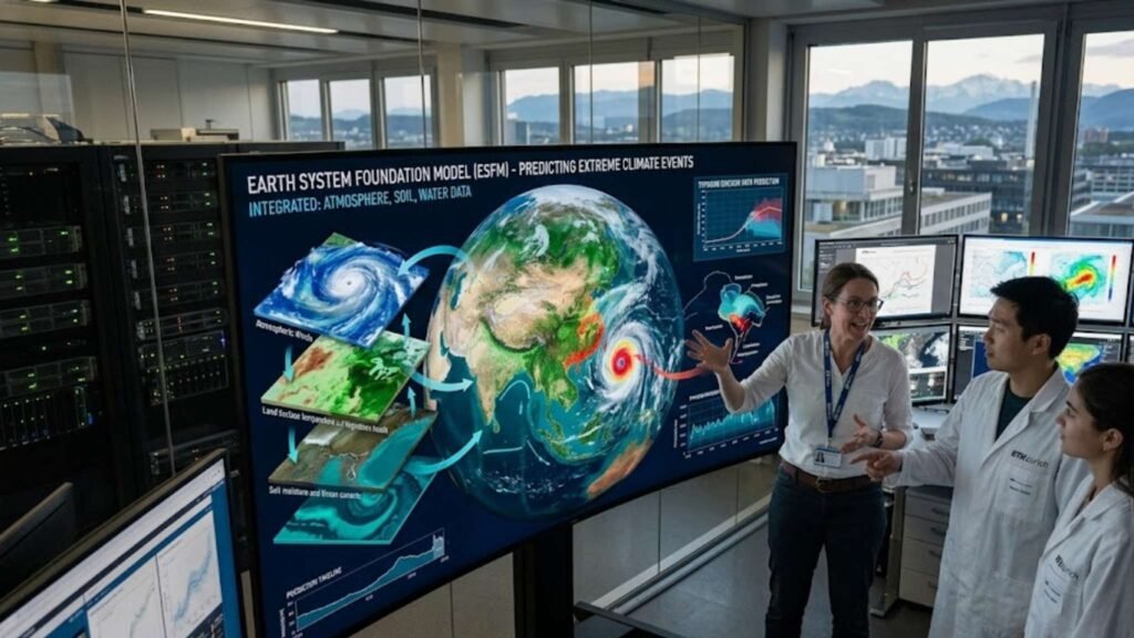 Inteligência artificial aprende padrões da Terra para antecipar eventos climáticos extremos com mais precisão. (Imagem: Fala Ciência via Gemini)
