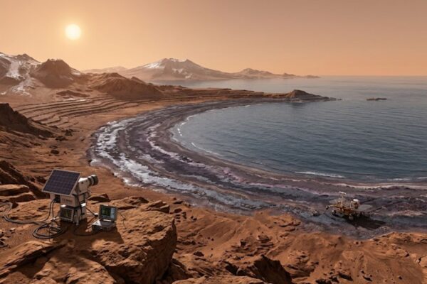 Novo estudo revela que Marte manteve um oceano estável por mais de um milhão de anos. (Imagem: Fala Ciência via Gemini)