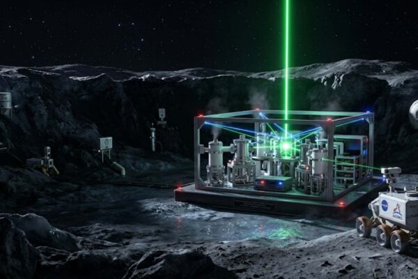 Crateras congeladas da Lua podem abrigar lasers ultraestáveis para futuras missões espaciais. (Imagem: Fala Ciência via Gemini)