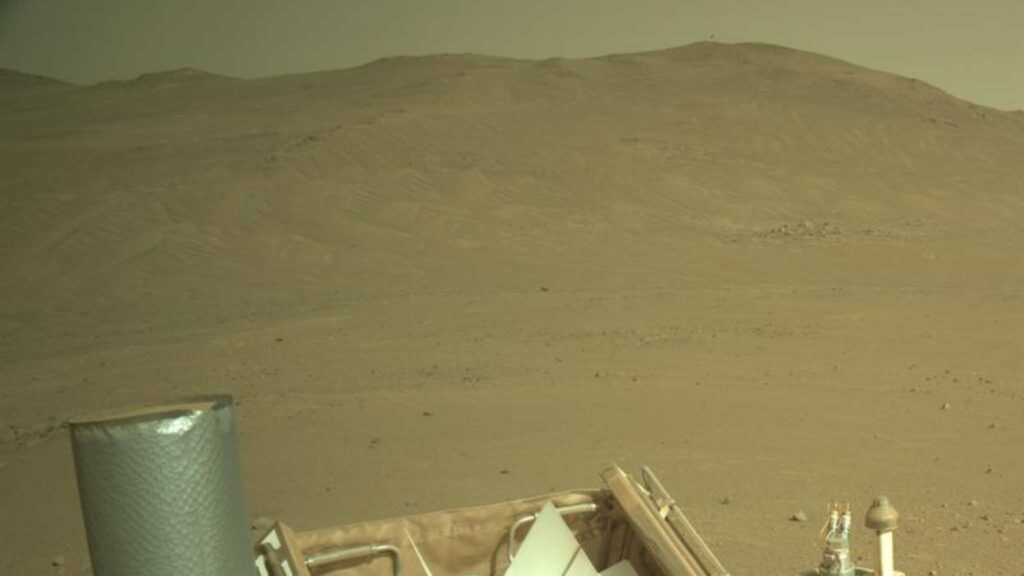 Imagem registrada pelo rover Perseverance mostra paisagem marciana capturada pela câmera Navcam em maio de 2026. (Imagem: NASA/JPL-Caltech)
