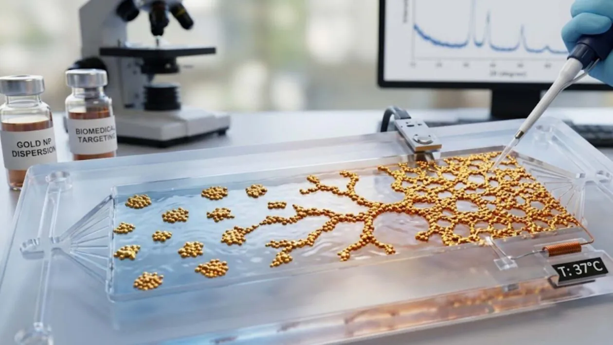 Nanopartículas de ouro mudaram estrutura sozinhas após alterações sutis de temperatura e pressão. (Imagem: Fala Ciência via Gemini)