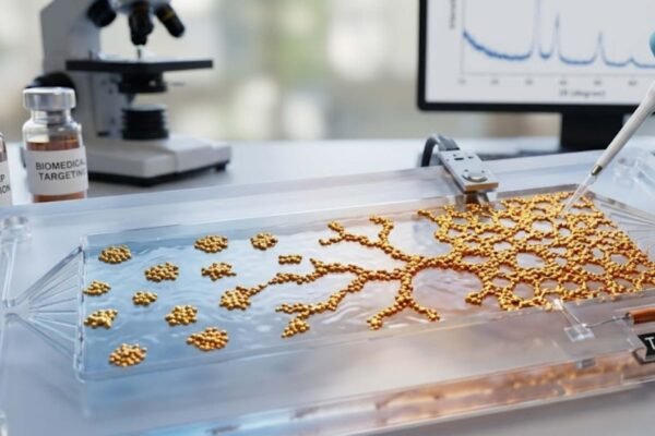Nanopartículas de ouro mudaram estrutura sozinhas após alterações sutis de temperatura e pressão. (Imagem: Fala Ciência via Gemini)
