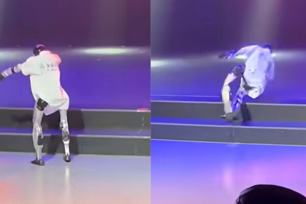 Robô tentou moonwalk de Michael Jackson, caiu no palco e viralizou nas redes (Imagem: CNA)