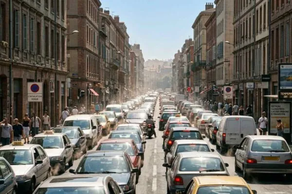 Estudo revela que veículos contribuem diretamente para o aumento do calor nas cidades. (Imagem: Fala Ciência via Gemini)