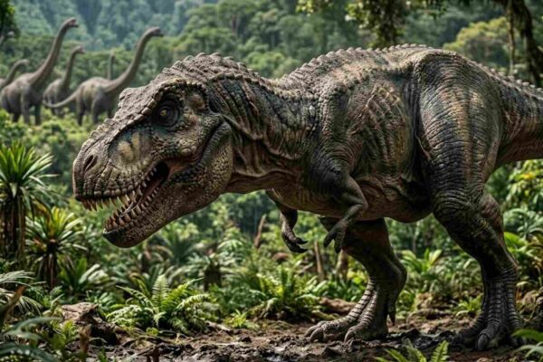 Cientistas ligam braços curtos do T. rex às mandíbulas extremamente poderosas. (Imagem: Fala Ciência via Gemini)