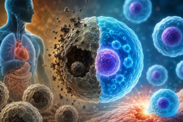 Pesquisa revela que células envelhecidas também ajudam o corpo humano. (Foto: Fala Ciência via ChatGPT)