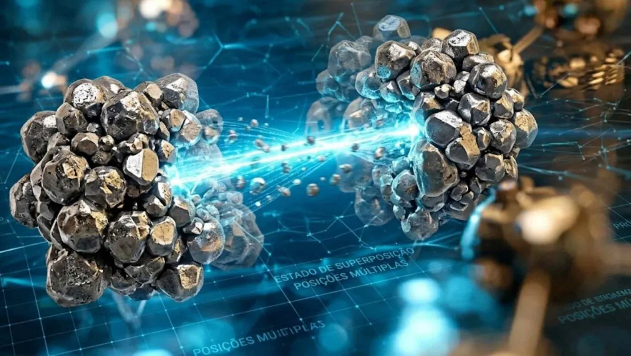 Metal desafiou a lógica ao existir em vários lugares simultaneamente em experimento quântico. (Imagem: Fala Ciência via Gemini)