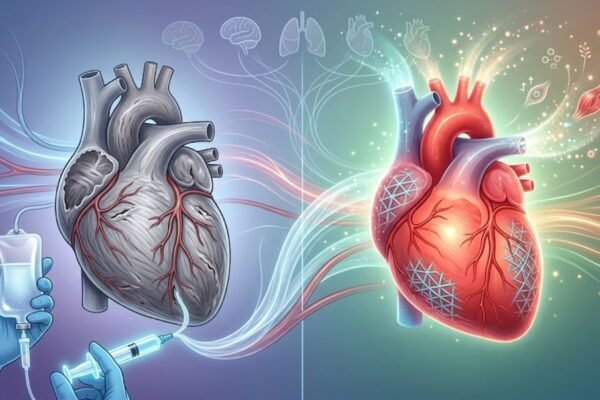 Hidrogel atua na regeneração de tecidos cardíacos. (Foto: Fala Ciência via Gemini)