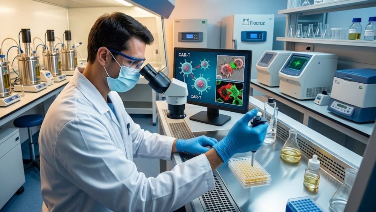 Fiocruz inicia produção de terapia CAR-T no Brasil. (Foto: Fala Ciência via Gemini)