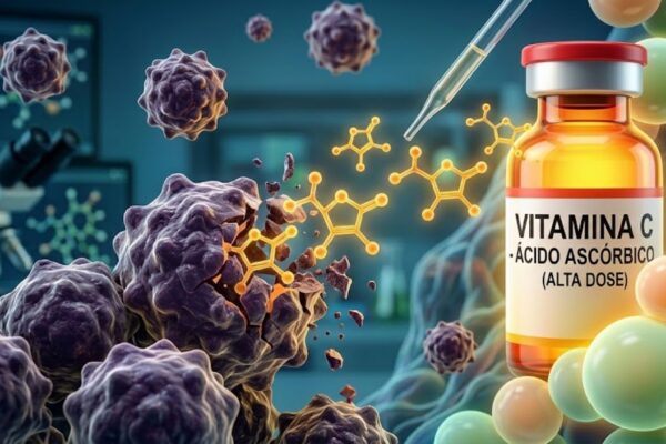 Vitamina C em altas doses afeta células tumorais. (Foto: Fala Ciência via Gemini)