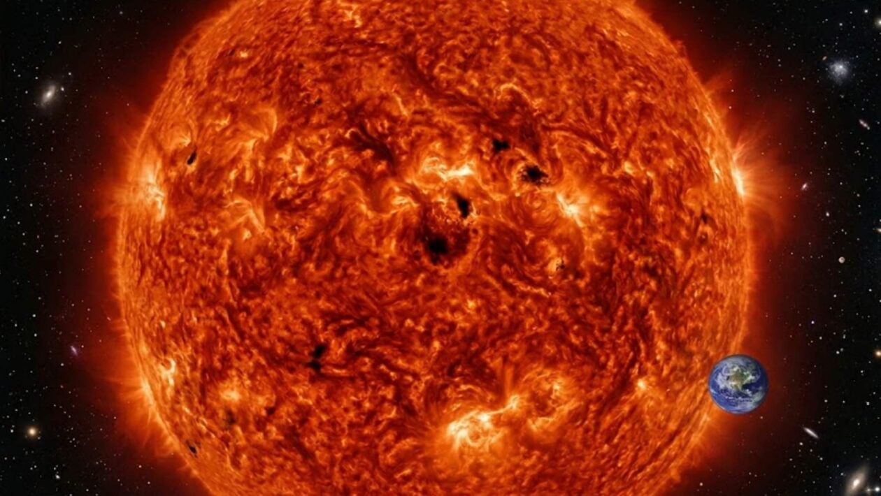 Uma estrela tão grande que poderia engolir bilhões de Terras (Imagem: Fala Ciência via Gemini)