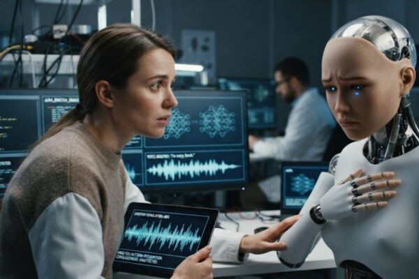 A inteligência artificial pode parecer humana, mas será que realmente consegue sentir emoções? (Imagem: Fala Ciência via Gemini)