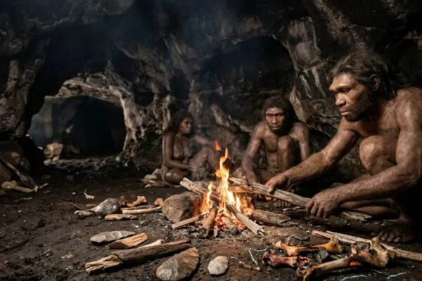 Estudo sugere que ancestrais humanos já utilizavam fogo há 1,8 milhão de anos. (Imagem: Fala Ciência via Gemini)