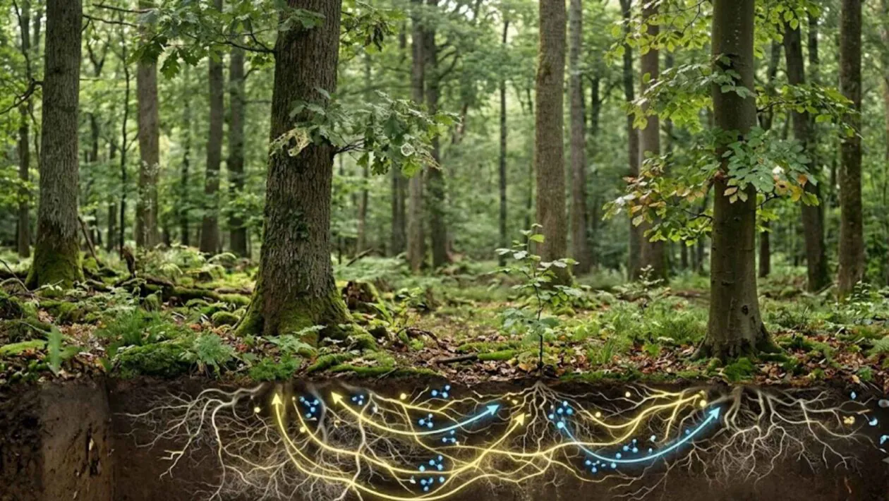 As árvores trocam sinais invisíveis e podem alertar vizinhas sobre perigos iminentes na floresta. (Imagem: Fala Ciência via Gemini)