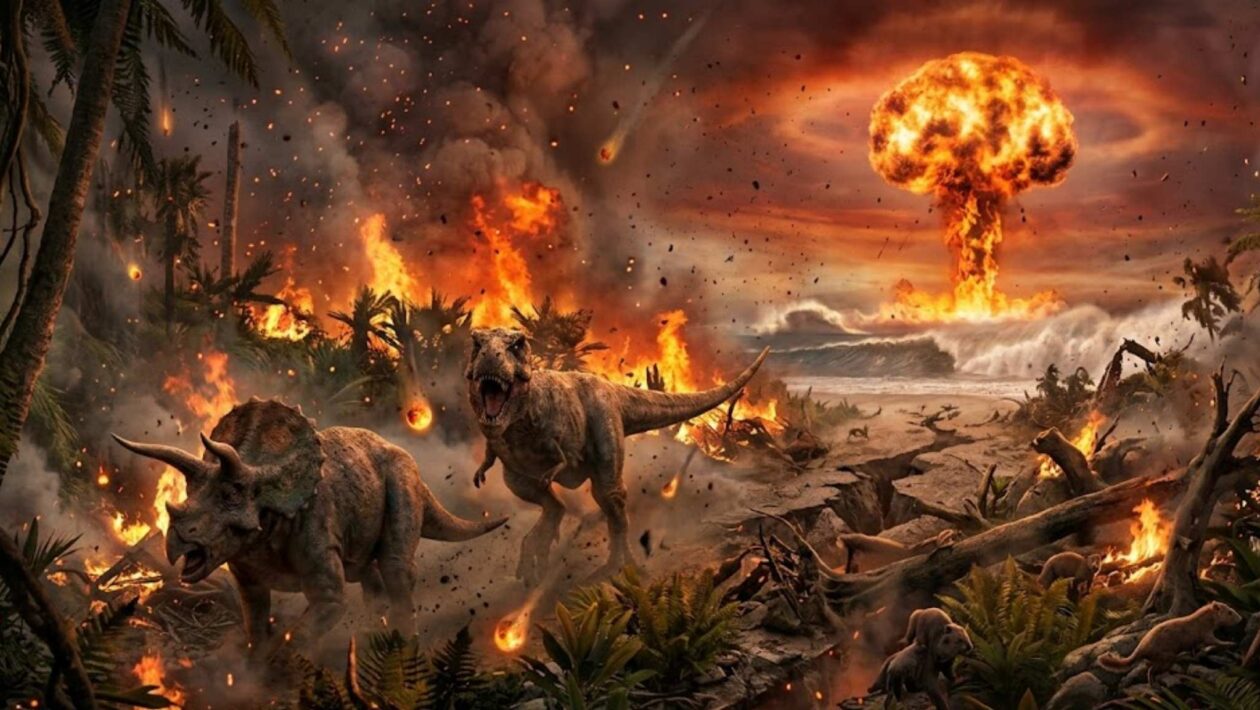 Os cientistas estão revelando como foram as últimas horas dos dinossauros. (Imagem: Fala Ciência via Gemini)