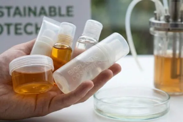 Bactérias podem transformar CO₂ em plásticos e cosméticos sustentáveis (Imagem: Fala Ciência via Gemini)