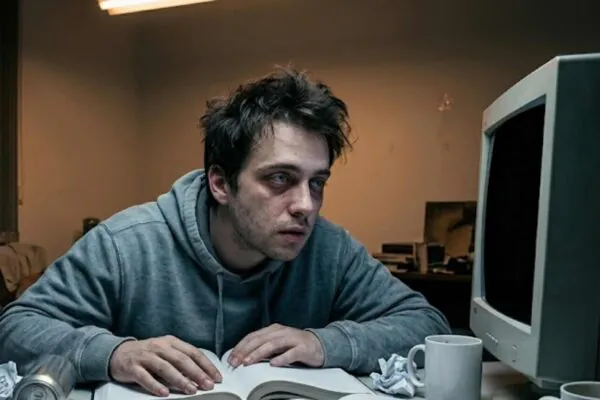 Ficar dias sem dormir pode comprometer seu cérebro muito antes de você perceber. (Imagem: Fala Ciência via Gemini)