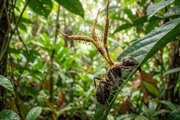 O fungo zumbi existe, controla insetos e é ainda mais incrível que a ficção. (Imagem: Fala Ciência via Gemini)