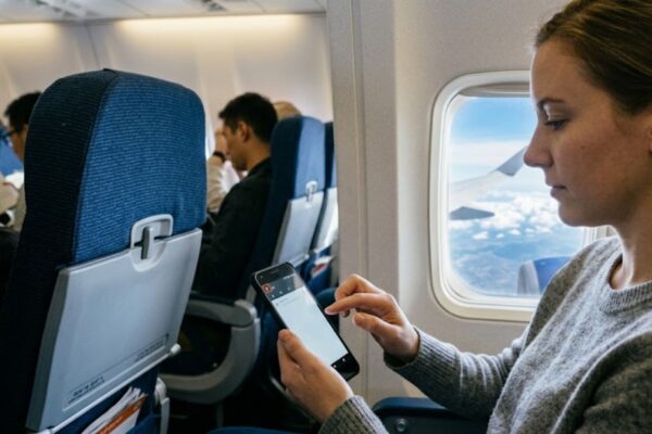 O modo avião não “desliga tudo” como muita gente imagina — ele apenas corta conexões essenciais do celular. (Imagem: Fala Ciência via Gemini)