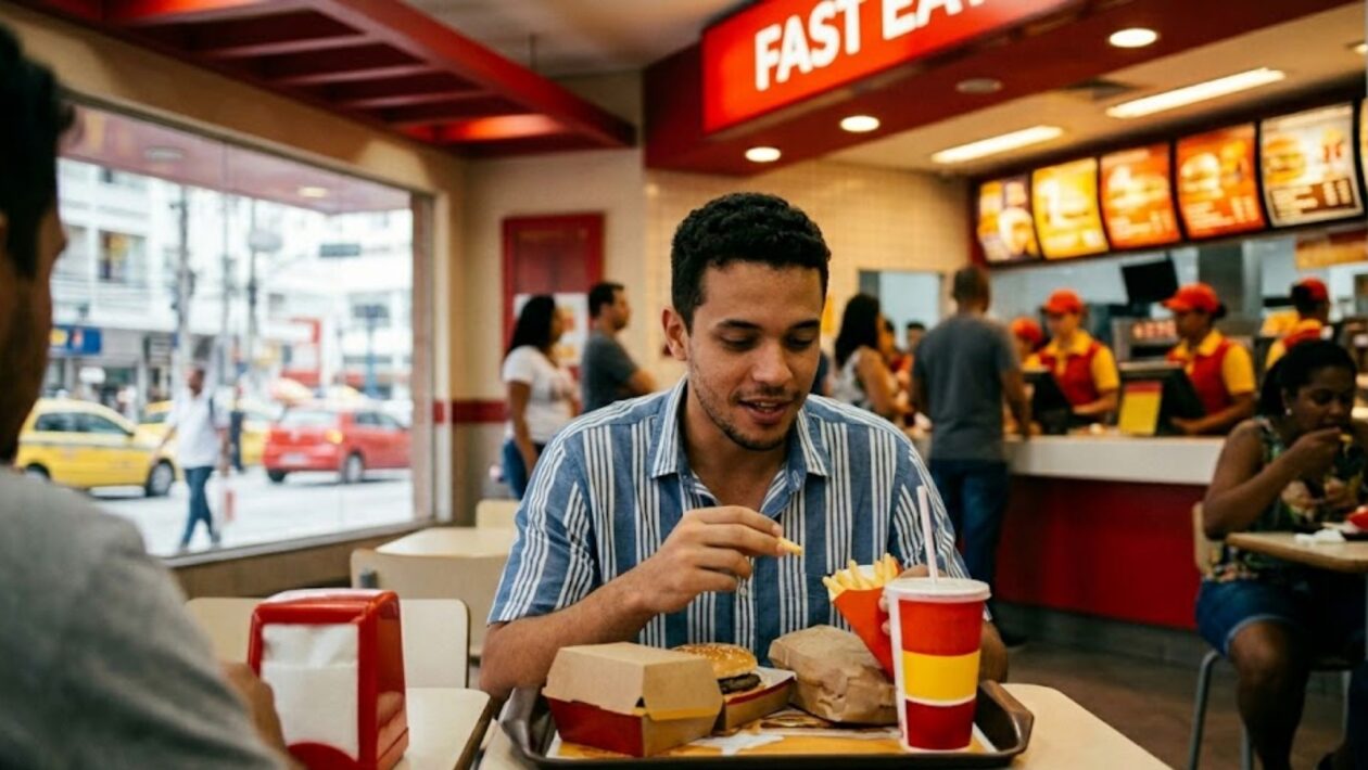 Seu cérebro vê vermelho e amarelo. Sua fome percebe antes de você. (Imagem: Fala Ciência via Gemini)