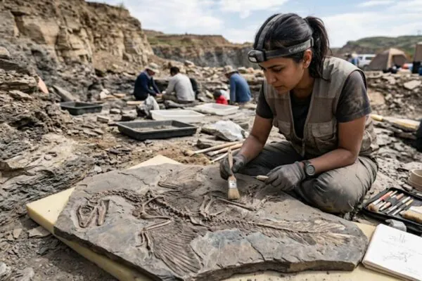 Os dinossauros com penas eram reais e mudaram tudo na paleontologia. (Imagem: Fala Ciência via Gemini)
