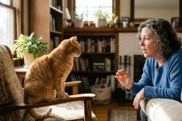 Seu gato entende mais do que demonstra quando você o chama. (Imagem: Fala Ciência via Gemini)