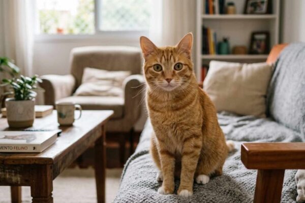 O olhar fixo dos gatos é comunicação, atenção e instinto em ação. (Imagem: Fala Ciência via Gemini)