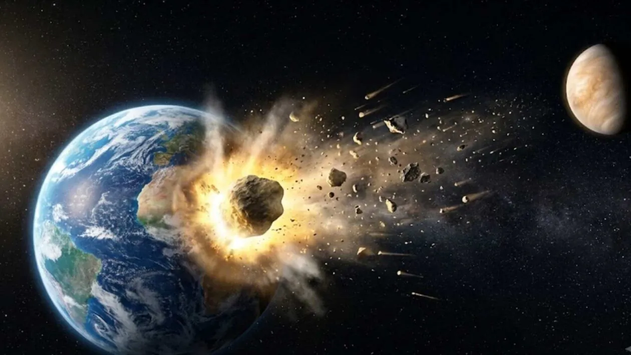Terra pode ter semeado Vênus com microrganismos através de impactos de asteroides. (Imagem: Fala Ciência via Gemini)