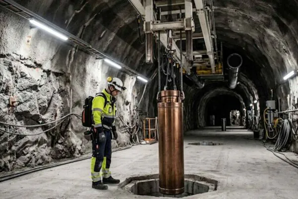 Finlândia constrói cemitério nuclear capaz de armazenar resíduos radioativos por 100 mil anos. (Imagem: Fala Ciência via Gemini)