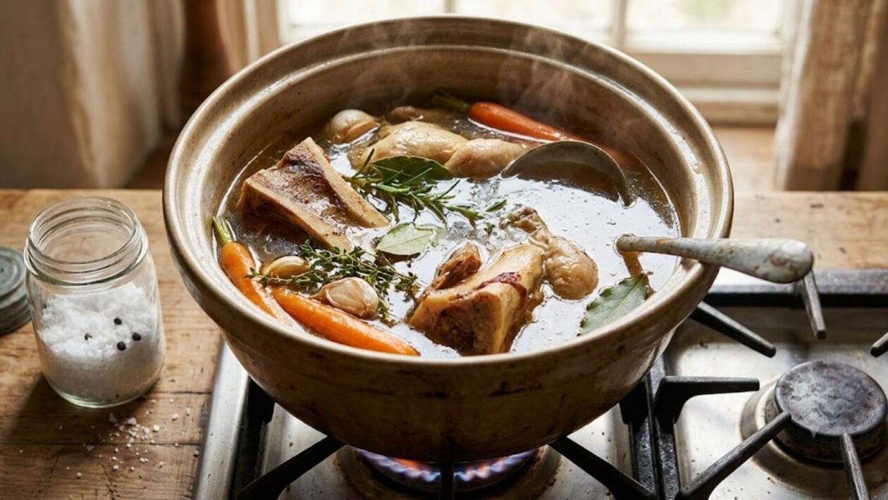 Caldo pode apoiar saúde da pele e articulações. (Foto: Fala Ciência via Gemini)