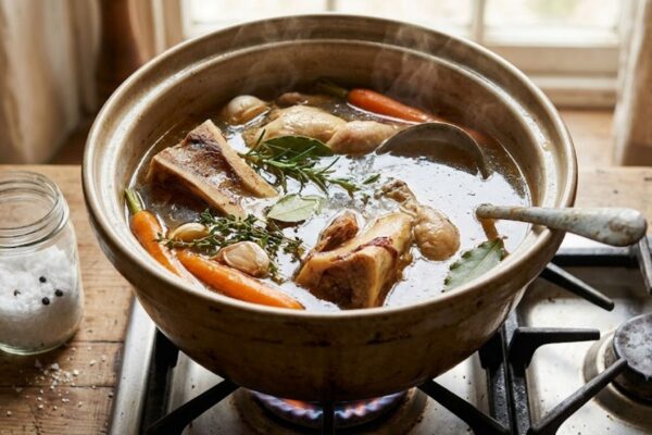 Caldo pode apoiar saúde da pele e articulações. (Foto: Fala Ciência via Gemini)