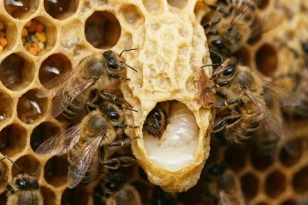 A rainha das abelhas não nasce apenas da geleia real, revela estudo. (Imagem: Fala Ciência via Gemini)