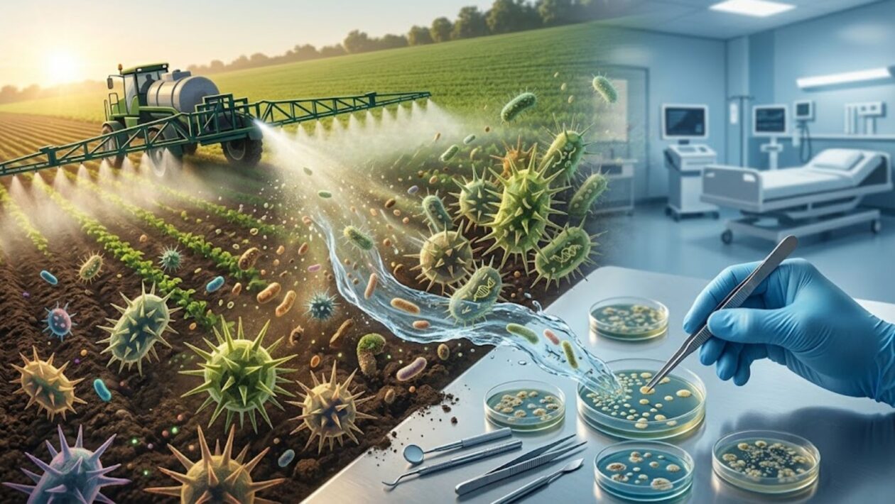 Glifosato pode influenciar resistência bacteriana. (Foto: Fala Ciência via Gemini)