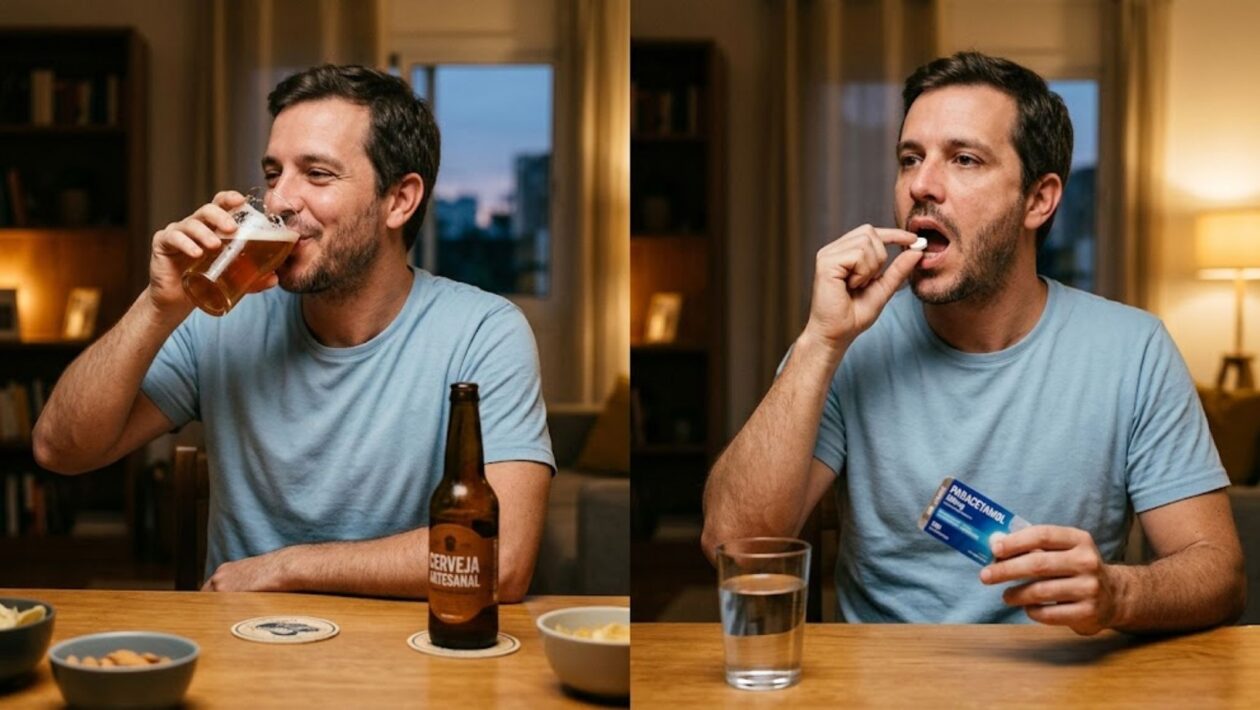 Álcool e paracetamol podem sobrecarregar o fígado. (Foto: Fala Ciência via Gemini)