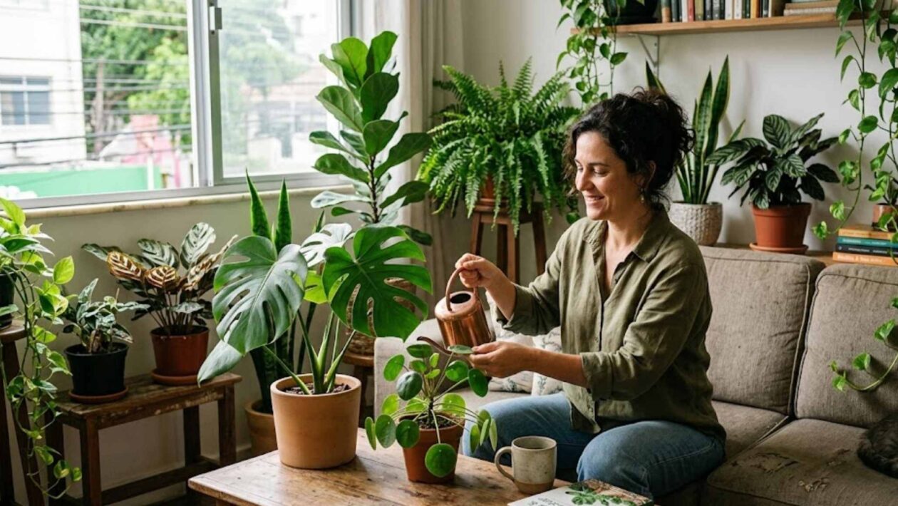 Plantas decoram o ambiente e ajudam seu corpo a combater o estresse. (Imagem: Fala Ciência via Gemini)