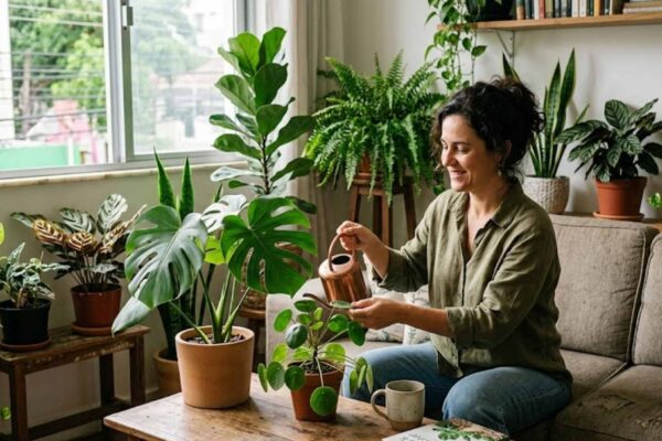 Plantas decoram o ambiente e ajudam seu corpo a combater o estresse. (Imagem: Fala Ciência via Gemini)