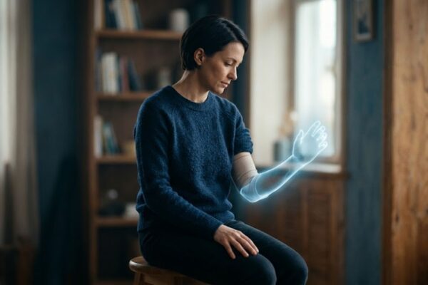Neuroplasticidade explica o membro fantasma. (Foto: Fala Ciência via Gemini)