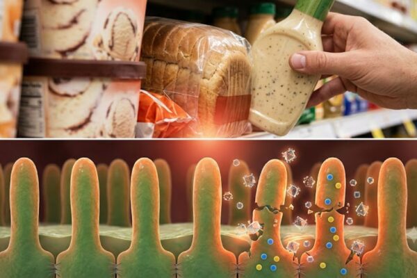 Aditivos de alimentos industrializados podem prejudicar seu intestino. (Foto: Fala Ciência via Gemini)